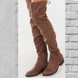 Brown Over-the-Knee faux Suede Boots